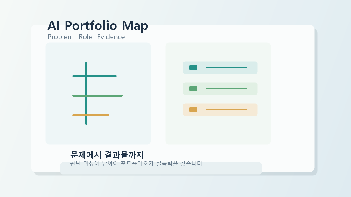 AI 포트폴리오를 문제와 역할, 증거로 정리하는 이미지